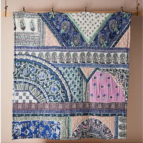 Anthropologie Livia Reversible Cotton King Quilt Blanket Coverlet - Picture 1 of 13